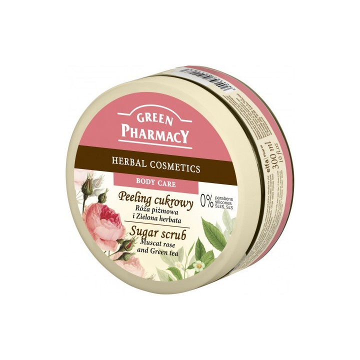 PEELING CUKROWY - RÓŻA PIŻMOWA I ZIELONA HERBATA 300ML