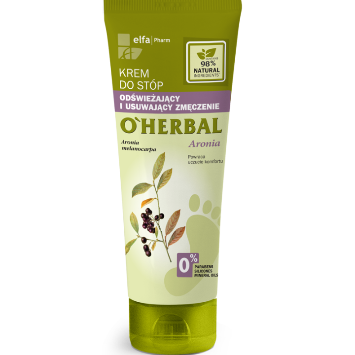 O'HERBAL ODŚWIEŻAJĄCY KREM DO STÓP USUWAJĄCY ZMĘCZNIE Z EKSTRAKTEM Z ARONII 75ML